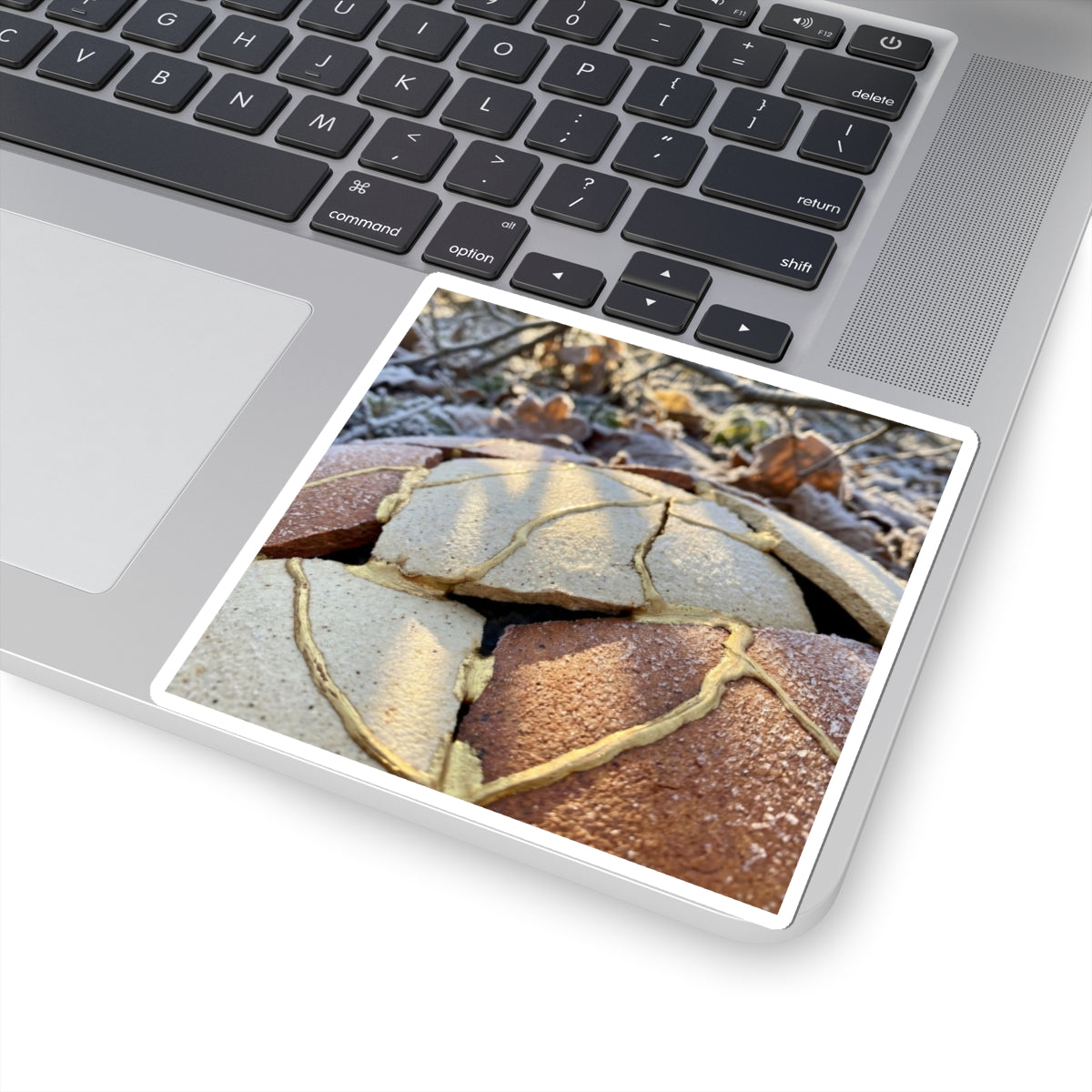 Kintsugi Broken Pottery in Dappled | Crackle Gold Sticker Art Print
