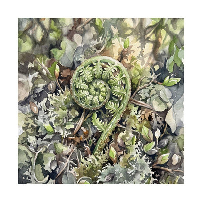 Dappled Fern Unfurling Wall Art Print - Japandi Shibui
