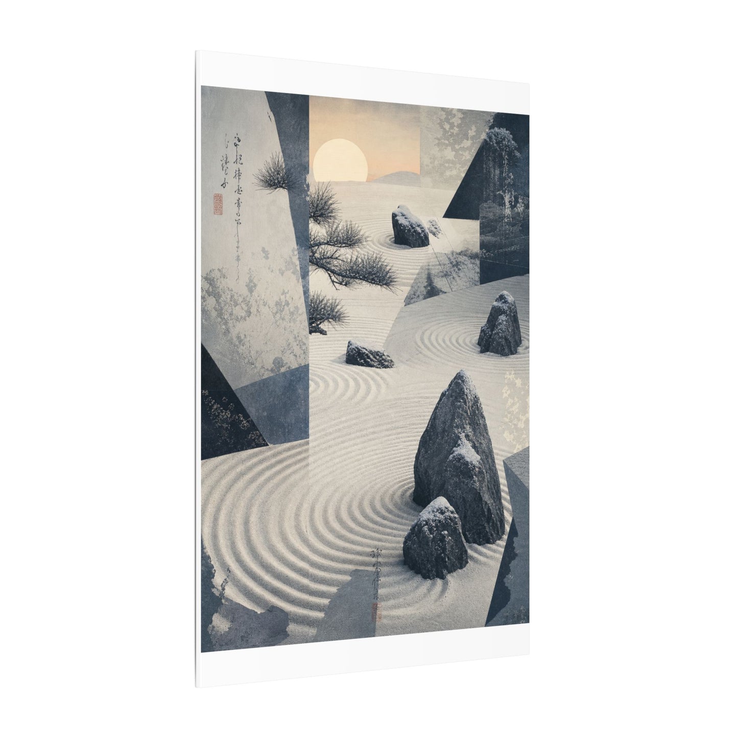 Seijaku Rock Garden Canvas Art - Zen Ukiyo E Inspired
