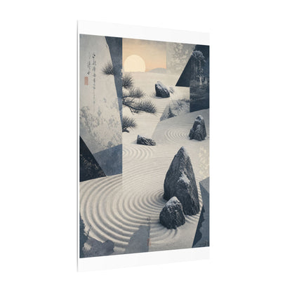 Seijaku Rock Garden Canvas Art - Zen Ukiyo E Inspired