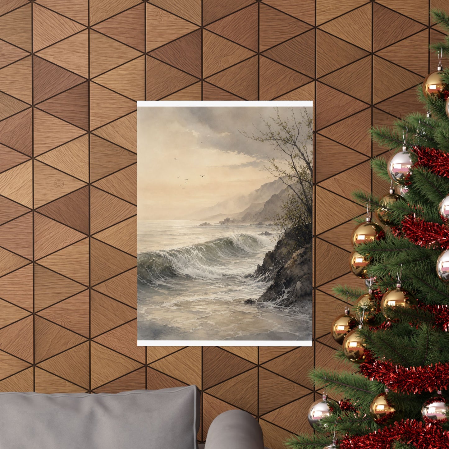 Warm Ocean Wave Wall Art Print - Watercolor Japandi