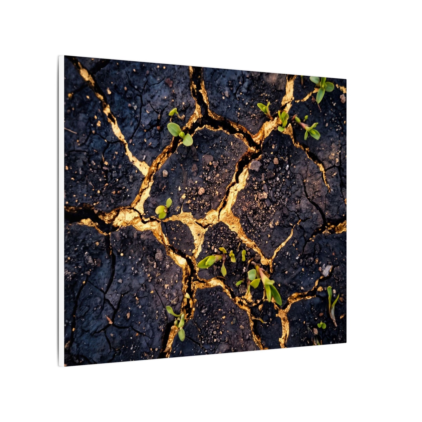 Spring Cracked Earth Crackle Gold Canvas Art | Healing Decor