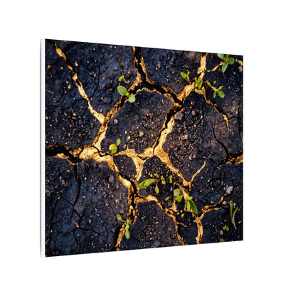 Spring Cracked Earth Crackle Gold Canvas Art | Healing Decor