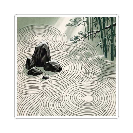 Calm Rock Garden Sticker - Ukiyo E Inspired Zen