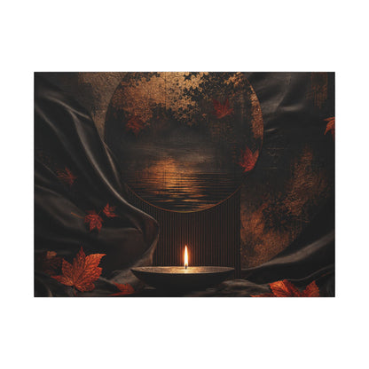 Silk Drape Autumn Canvas Art | Dark Japandi Moody Design
