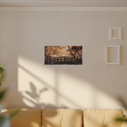 Autumn Wooden Bridge Gold Vein Canvas Art | Resilient Decor