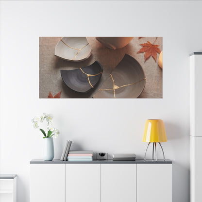 Candlelight Broken Pottery Canvas Art - Japandi Ma
