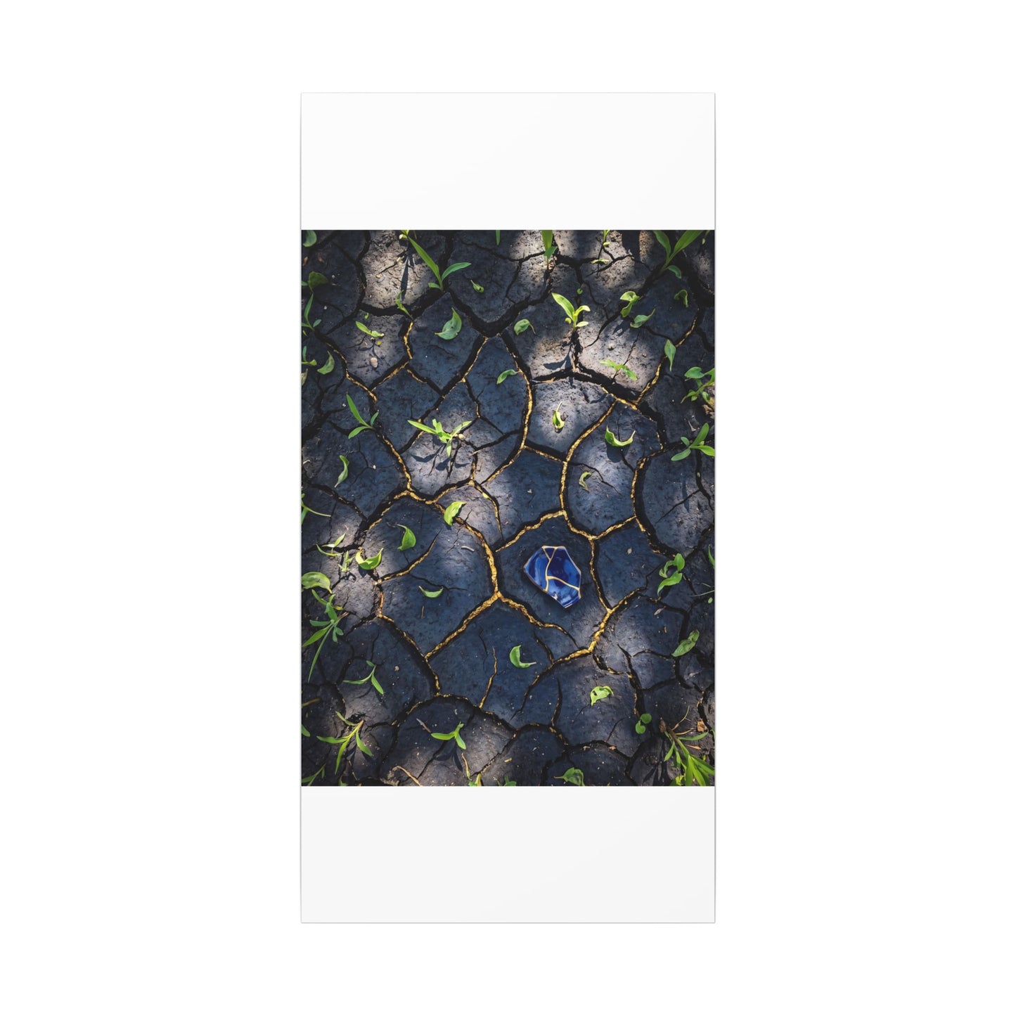 Cracked Earth Canvas Art | Spring Dark Japandi Moody Minimal Art