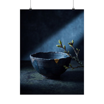 Ceramic Bowl Spring Wall Art Print | Dark Japandi Bold Design Art Print