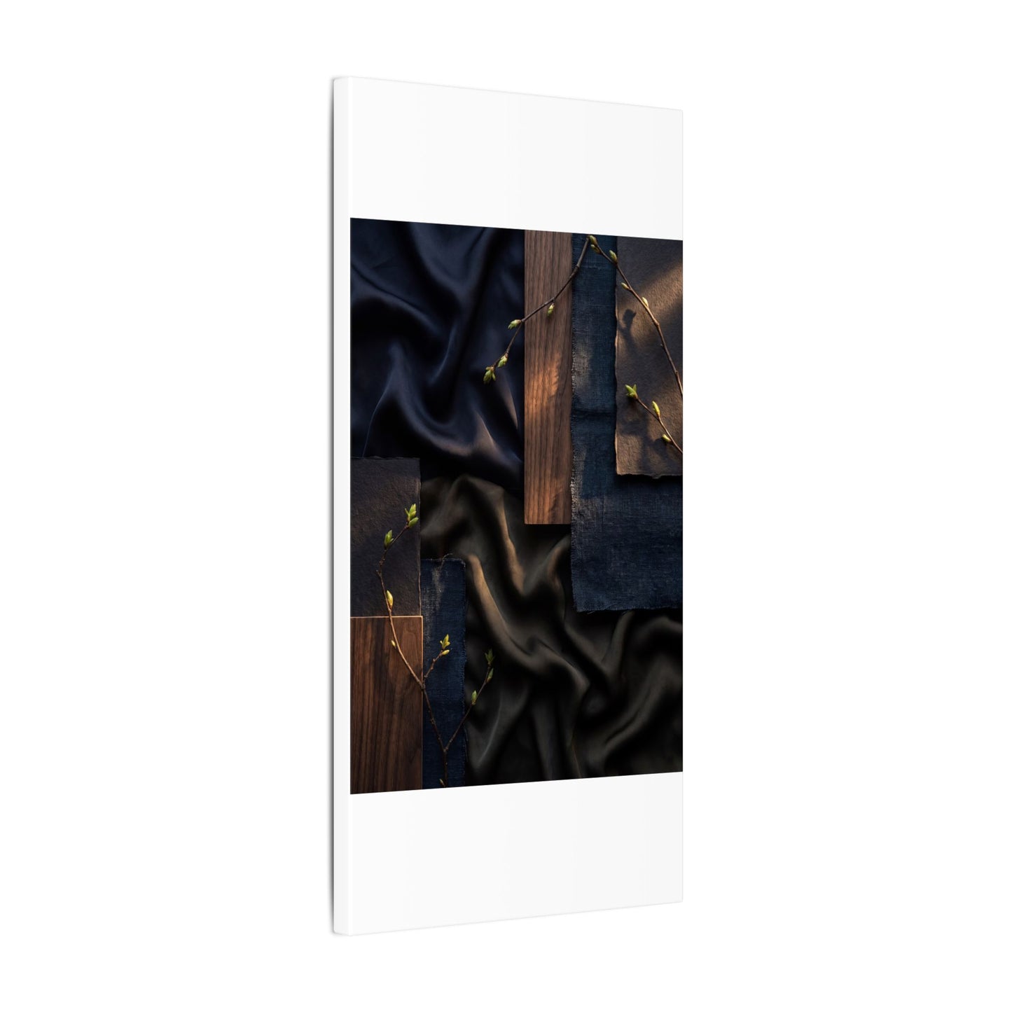 Silk Drape Spring Canvas Art | Dark Japandi Moody Design