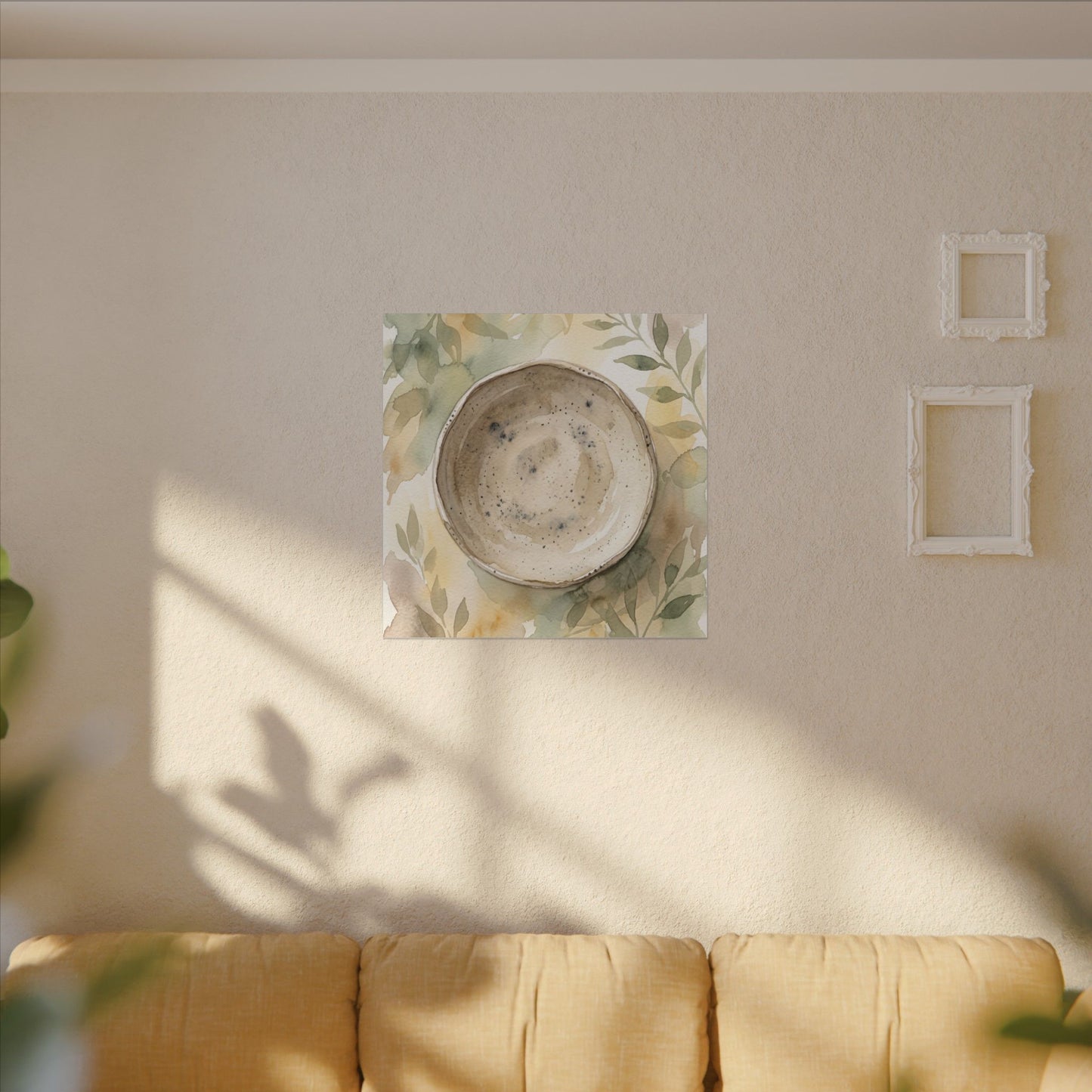 Ceramic Bowl Watercolor Canvas Art | Warm Japandi Art