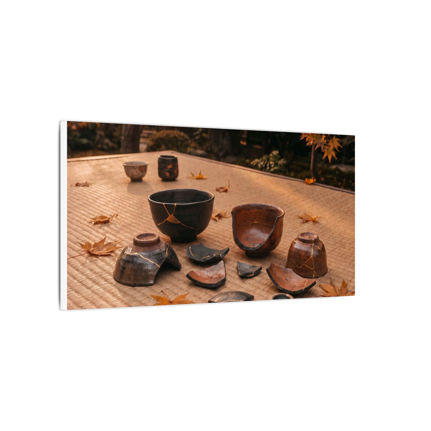 Golden Hour Tea Ceremony Canvas Art - Kintsugi Shibui