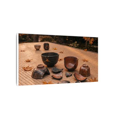 Golden Hour Tea Ceremony Canvas Art - Kintsugi Shibui