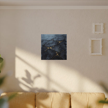 Mono No Aware Cracked Earth Canvas Art - Dark Japandi Charcoal Ink