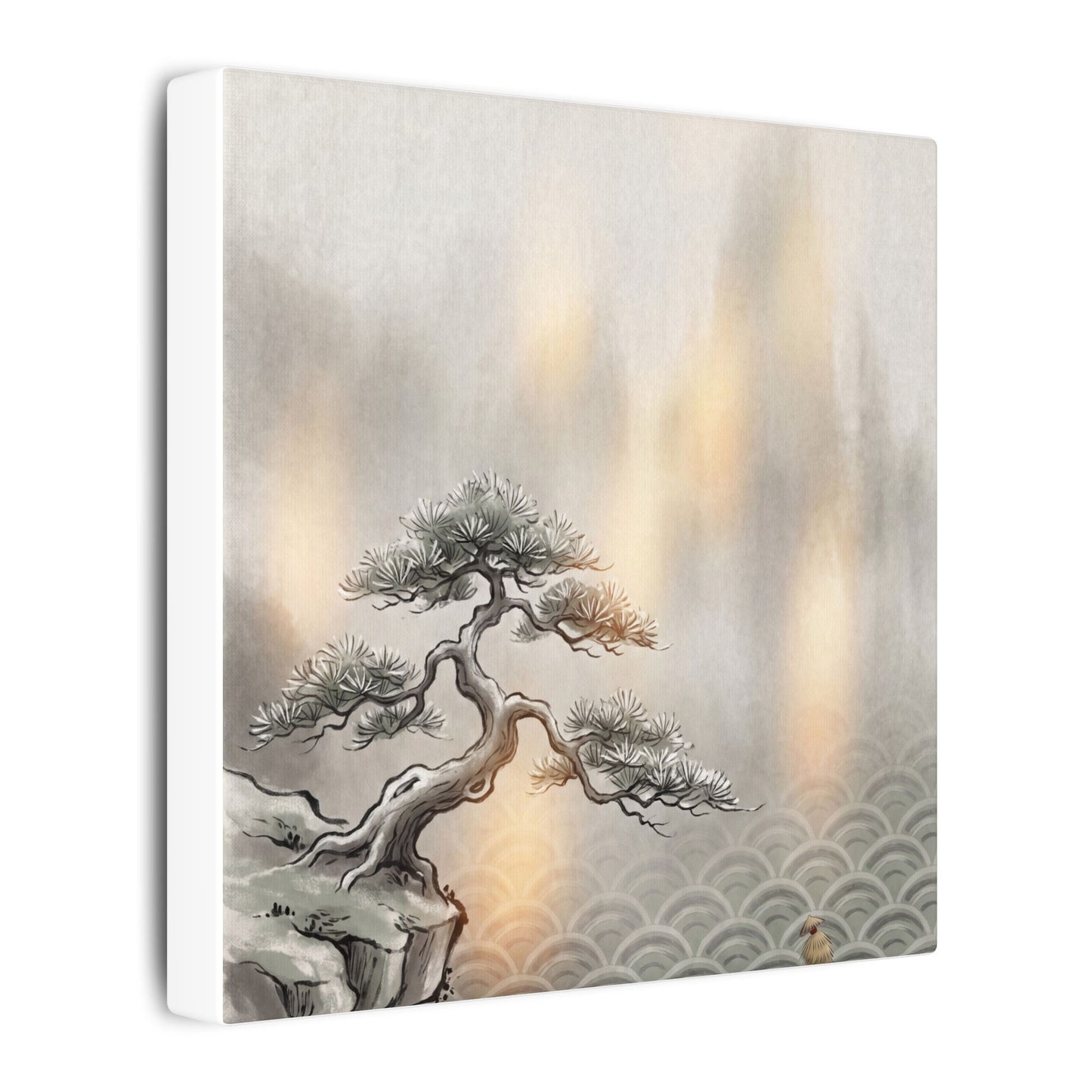 Pine Tree Canvas Art | Winter Japandi Japanese Pattern Art