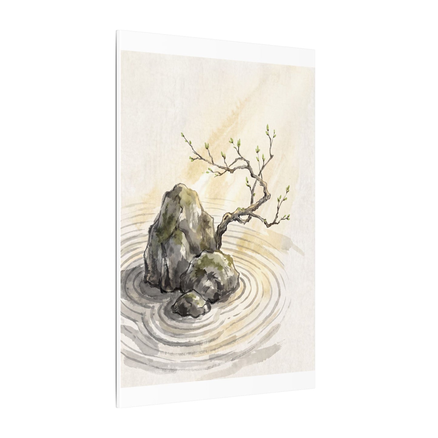 Serene Rock Garden Canvas Art - Sumi E Zen
