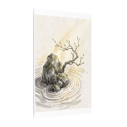 Serene Rock Garden Canvas Art - Sumi E Zen