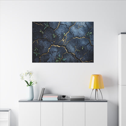 Cracked Earth Spring Canvas Art | Kintsugi Healing Design