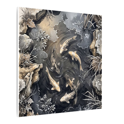 Koi Pond Canvas Art | Winter Japandi Japanese Pattern Art