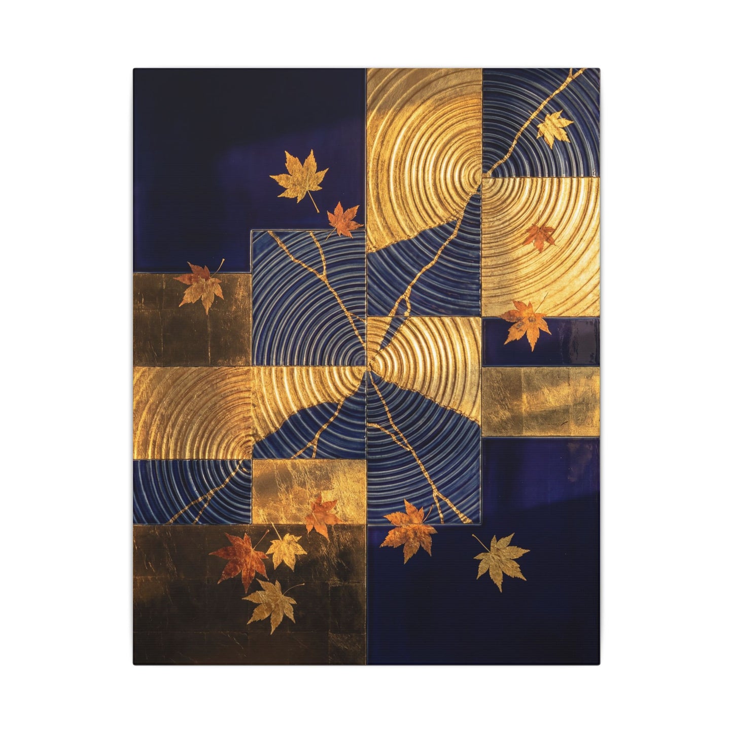 Autumn Water Ripple Crackle Gold Canvas Art | Artful Decor