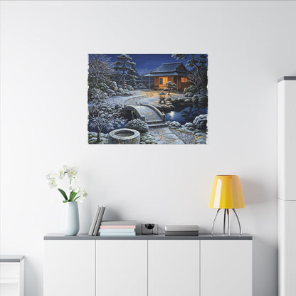 Moonlit Garden Winter Canvas Art | Kintsugi Artful Design