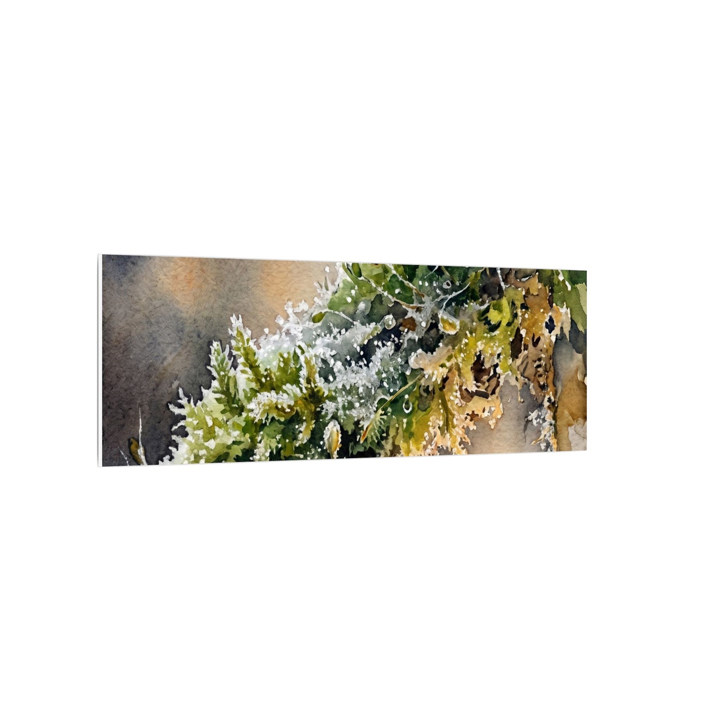 Winter Moss Close Up Watercolor Canvas Art | Neutral Decor