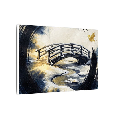 Winter Wooden Bridge Enso Canvas Art | Serene Decor