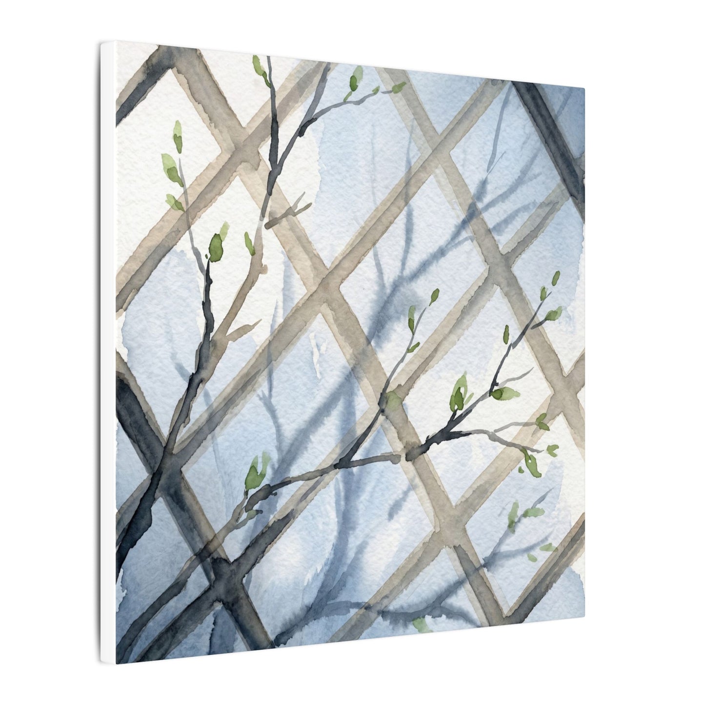 Shoji Screen Canvas Art | Spring Japandi Watercolor Art