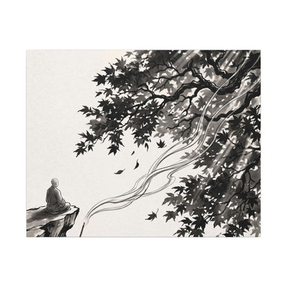 Serene Incense Smoke Canvas Art - Ukiyo E Inspired Zen