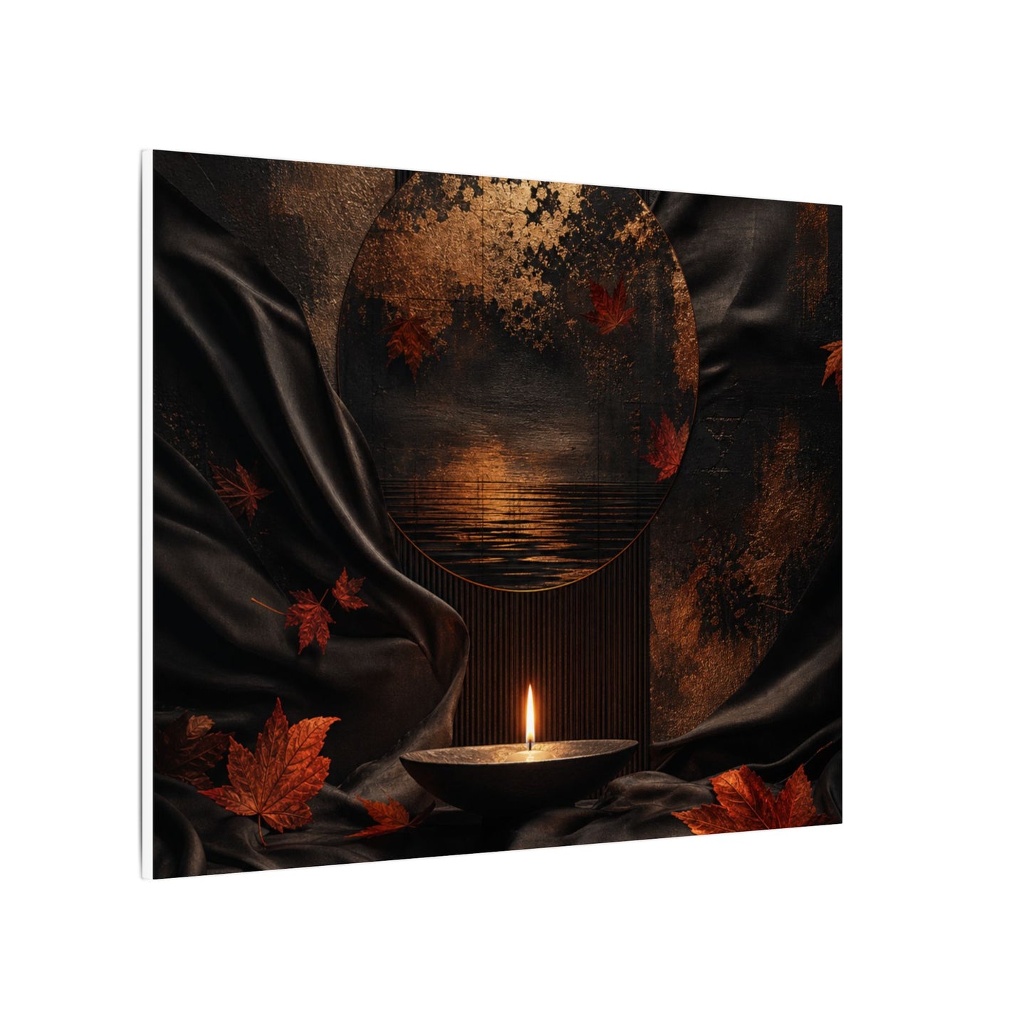 Silk Drape Autumn Canvas Art | Dark Japandi Moody Design