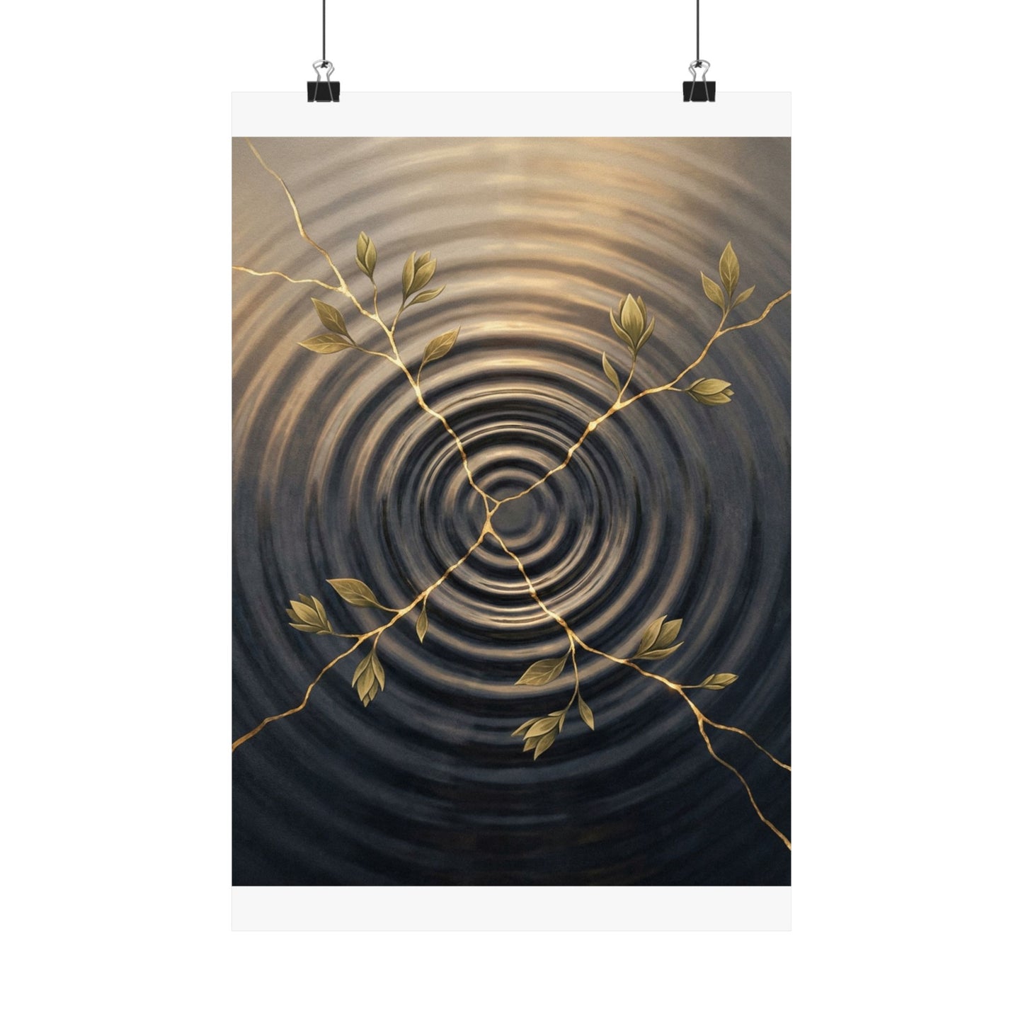 Kanso Water Ripple Wall Art Print - Kintsugi Gold Vein