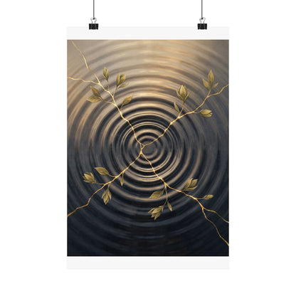 Kanso Water Ripple Wall Art Print - Kintsugi Gold Vein