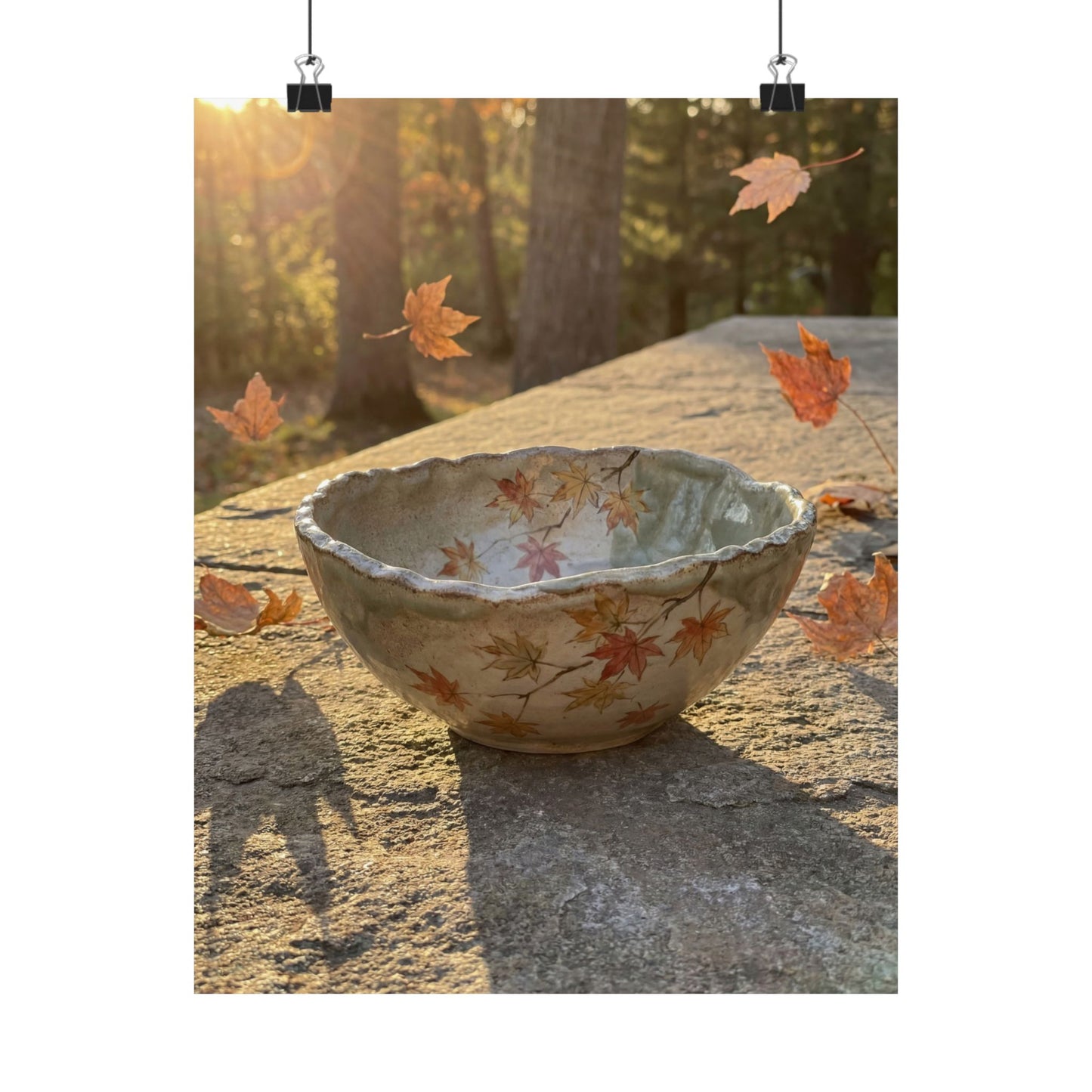Warm Ceramic Bowl Wall Art Print - Japanese Pattern Japandi Art Print