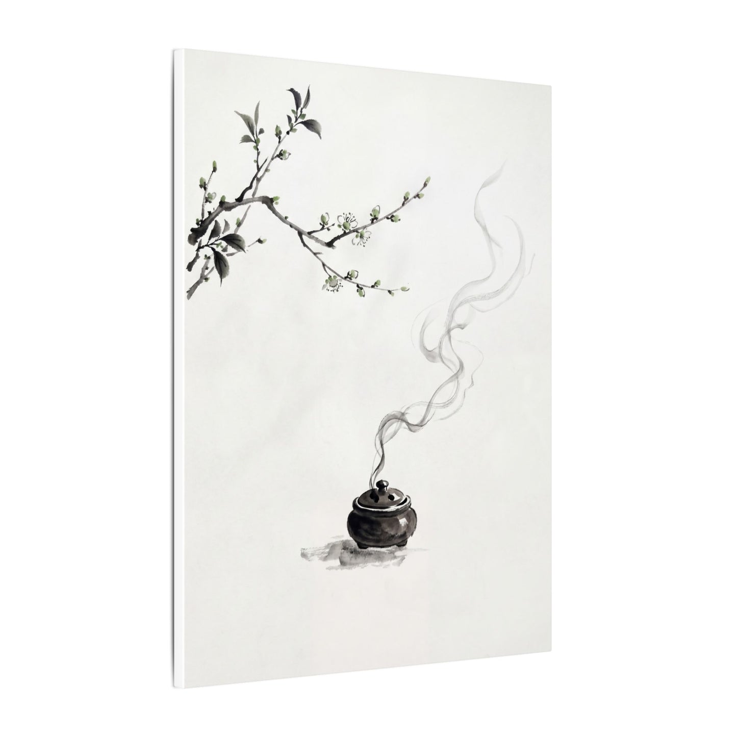 Calm Incense Smoke Canvas Art - Sumi E Zen