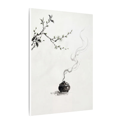 Calm Incense Smoke Canvas Art - Sumi E Zen