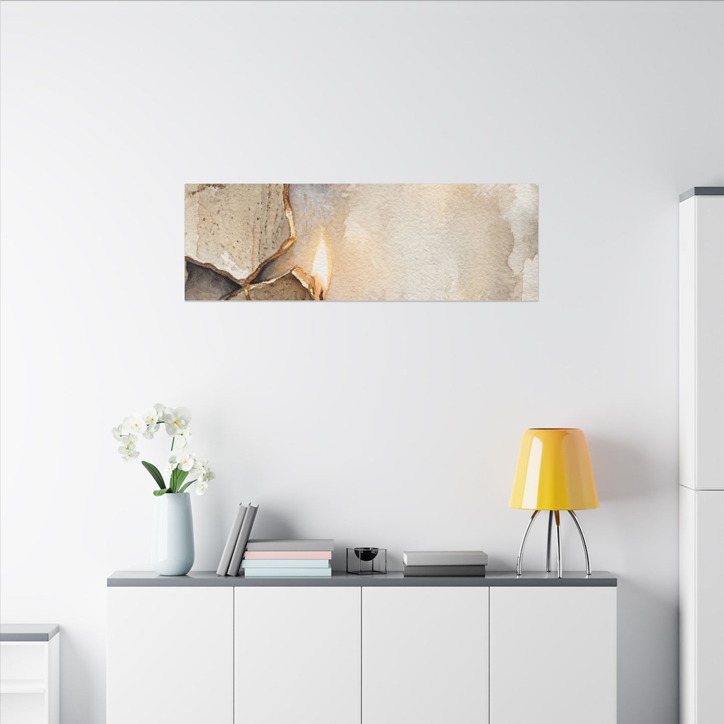 Broken Pottery Winter Canvas Art | Japandi Warm Design