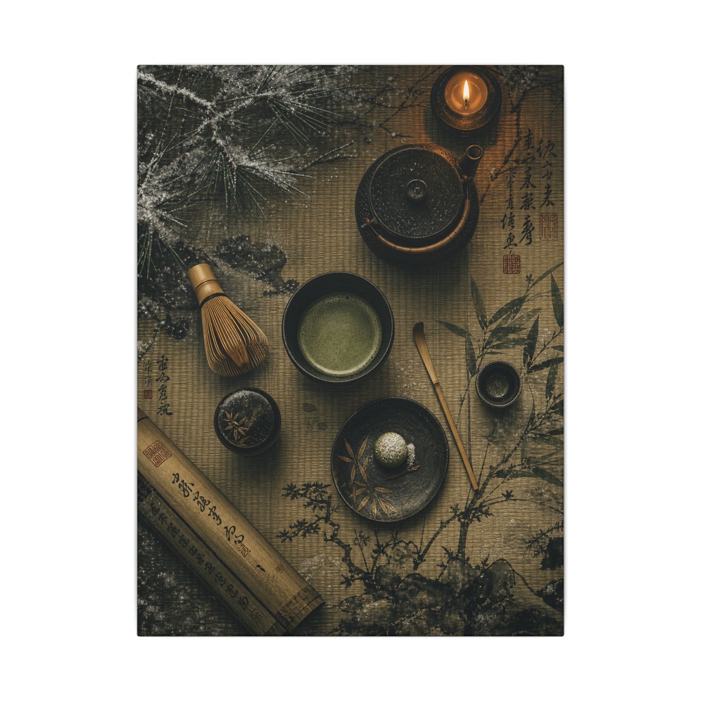 Tea Ceremony Canvas Art | Winter Zen Ukiyo E Inspired Art
