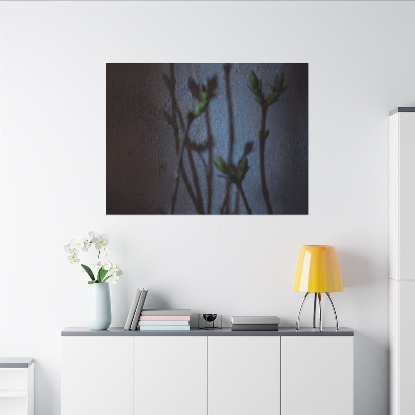 Shadow Play Spring Canvas Art | Dark Japandi Sophisticated Design