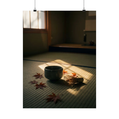 Tea Ceremony Wall Art Print | Autumn Dark Japandi Moody Minimal Art Art Print