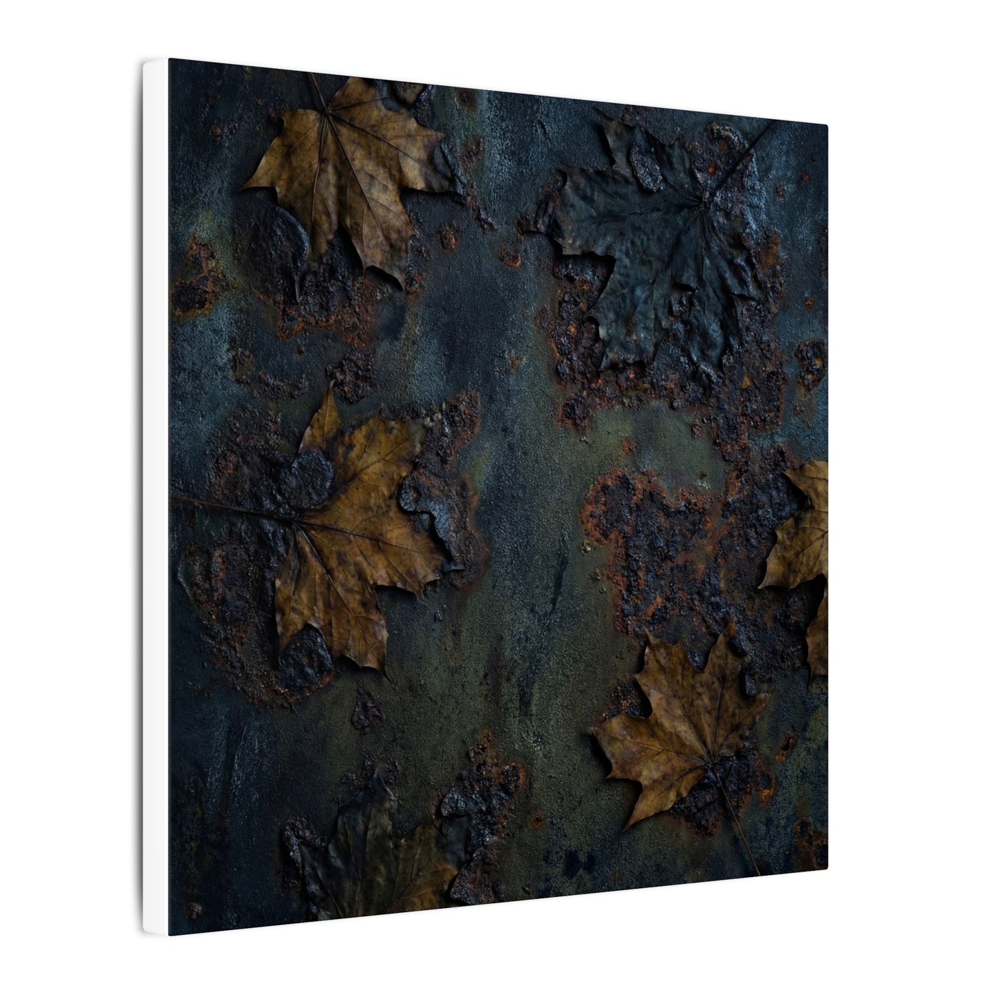 Shibui Rust Patina Canvas Art - Dark Japandi Charcoal Ink