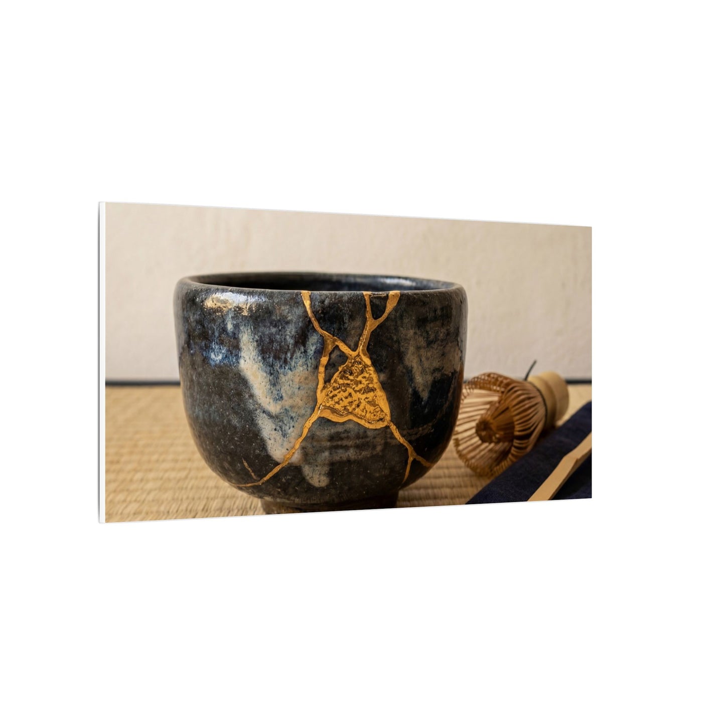 Kanso Tea Ceremony Canvas Art - Kintsugi Gold Vein