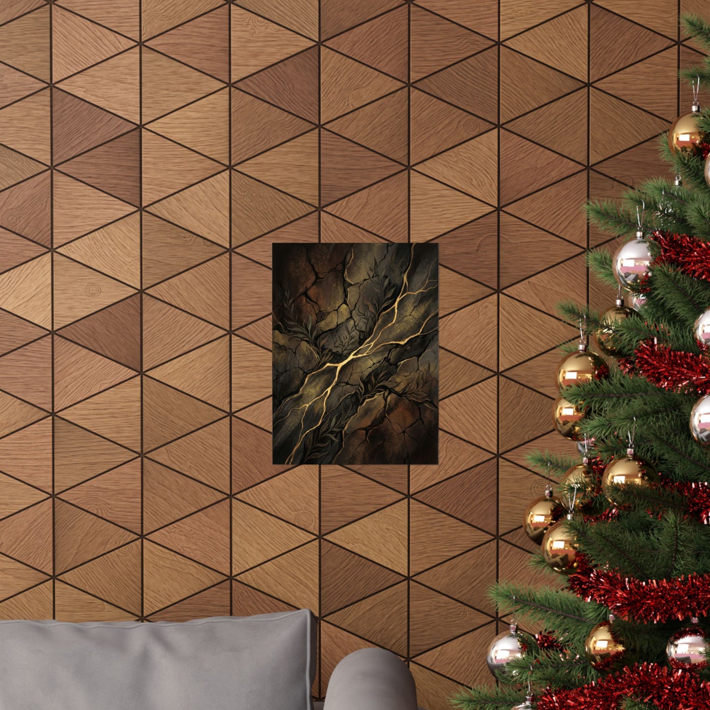 Bold Cracked Earth Wall Art Print - Charcoal Ink Dark Japandi