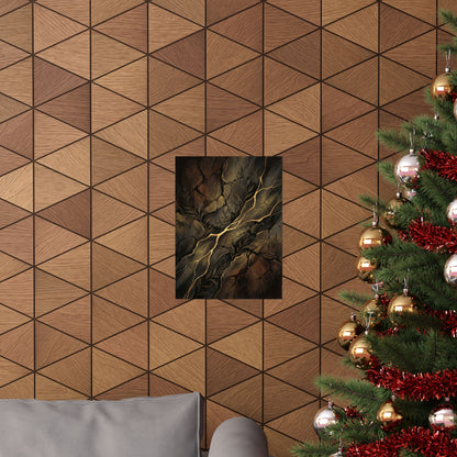 Bold Cracked Earth Wall Art Print - Charcoal Ink Dark Japandi