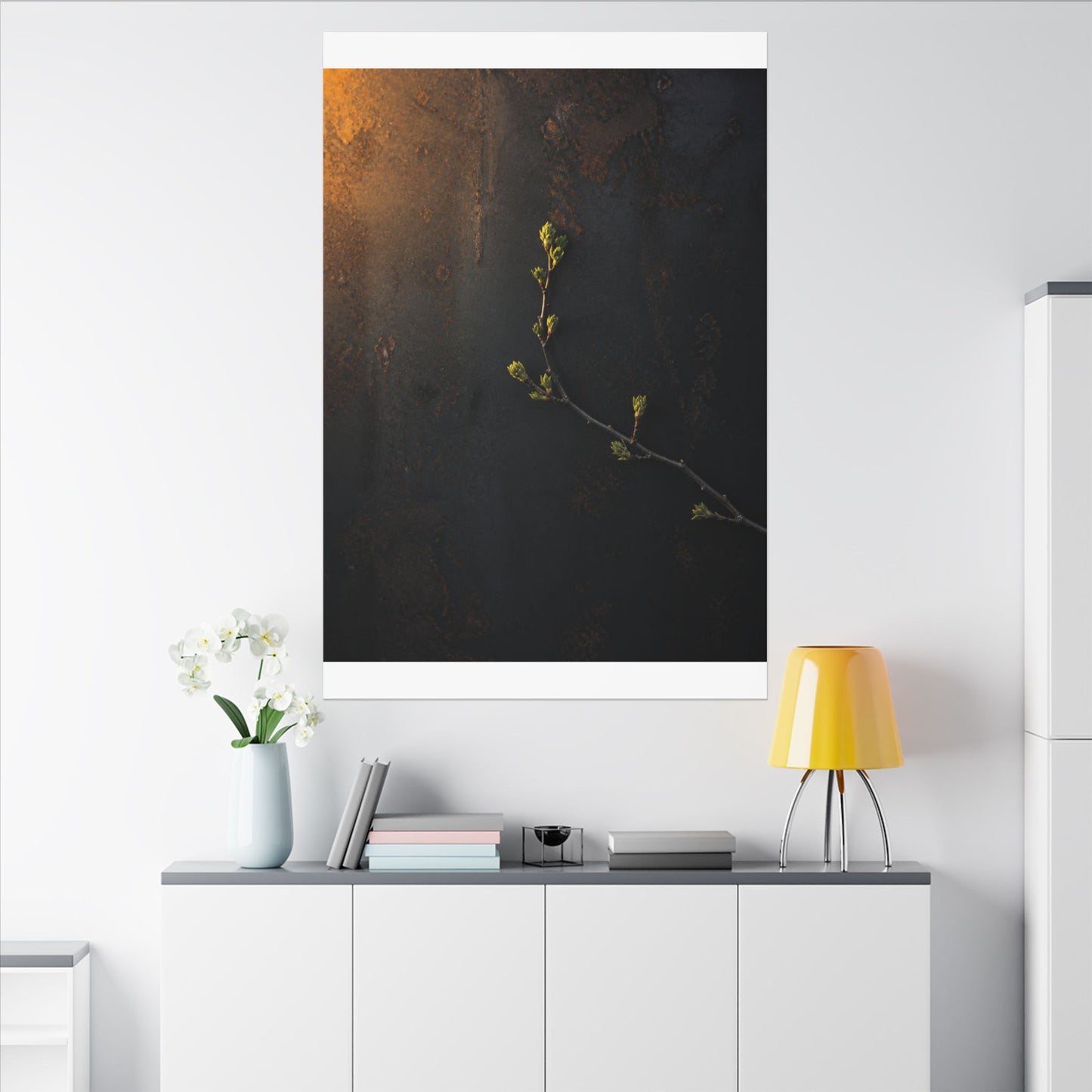 Dark Japandi Rust Patina in Golden Hour | Moody Minimal Canvas Art