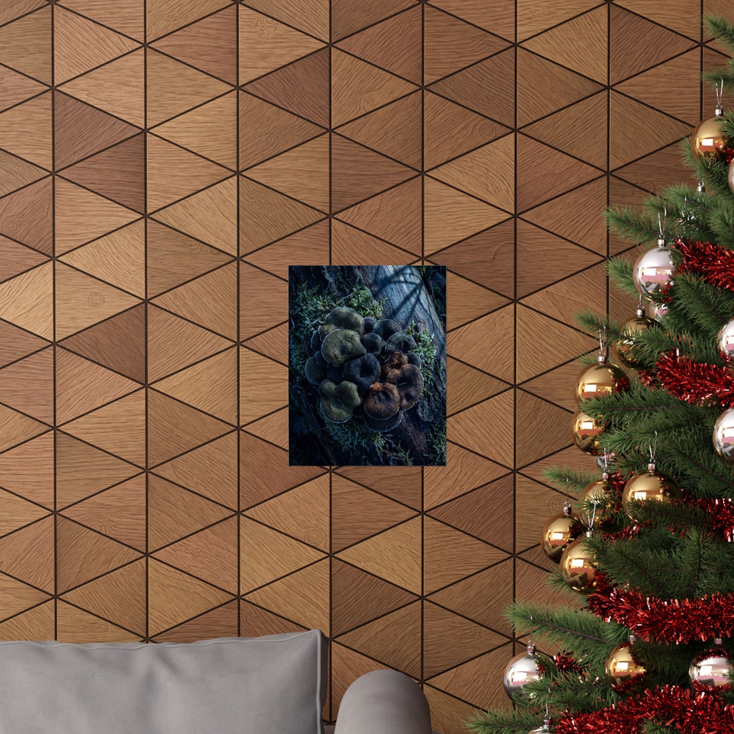 Moonlight Wild Mushrooms Wall Art Print - Dark Japandi Shibui