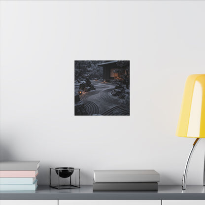 Candlelight Rock Garden Canvas Art - Dark Japandi Fukinsei