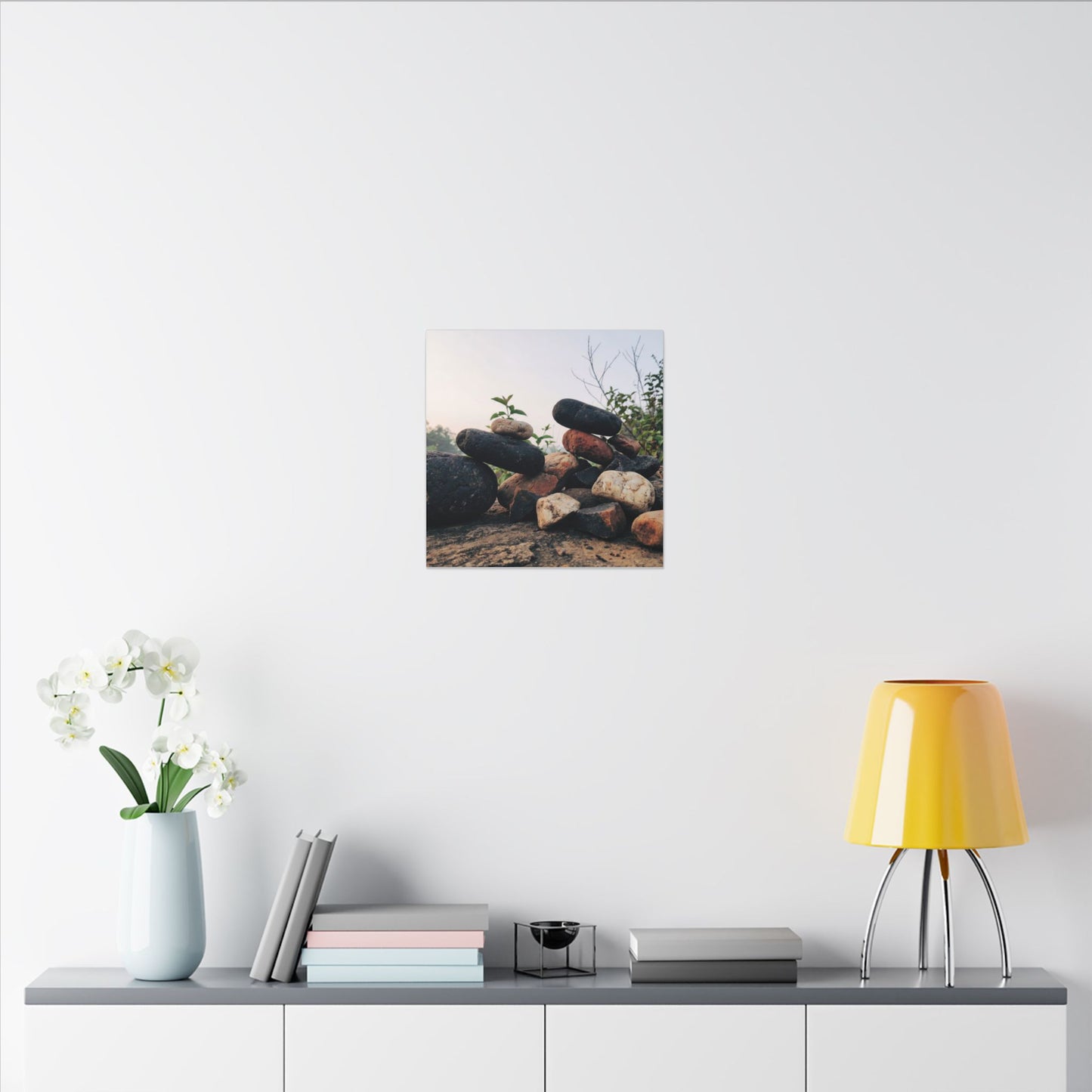 River Stones Canvas Art | Spring Kintsugi Broken Beauty Art