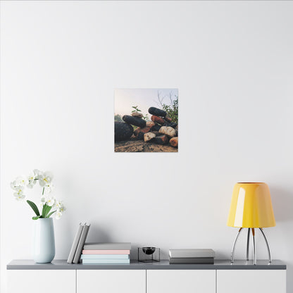 River Stones Canvas Art | Spring Kintsugi Broken Beauty Art