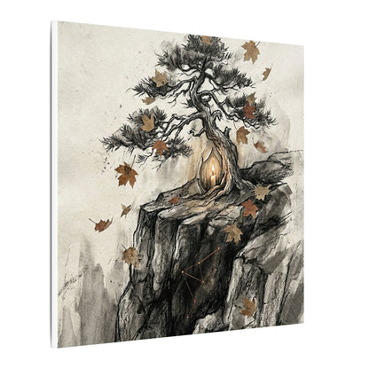 Pine Tree Autumn Canvas Art | Japandi Earthy Design