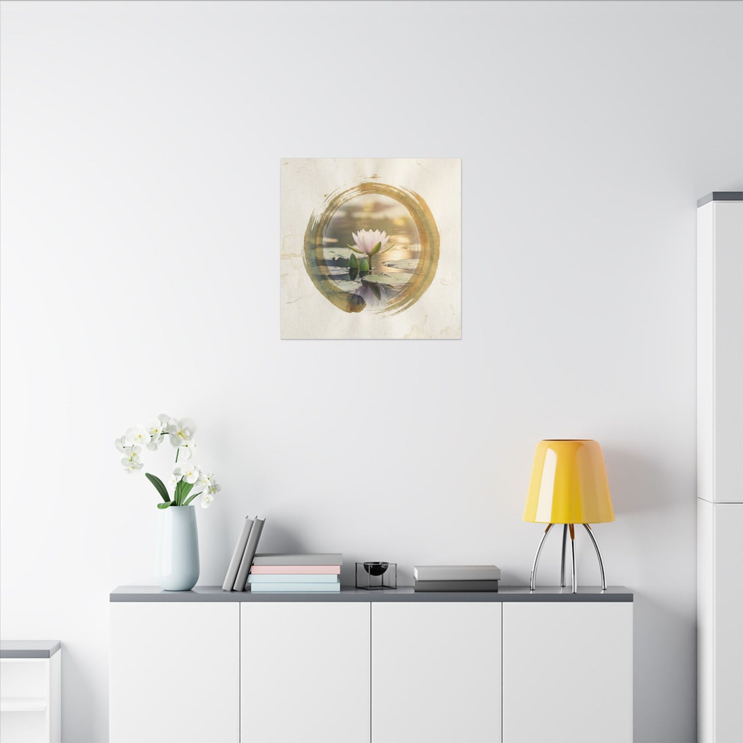 Peaceful Lotus Flower Canvas Art - Enso Zen